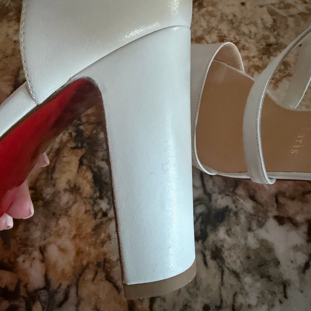 Christian Louboutin White Leather Crisscross Strap Heels - Picture 6 of 7